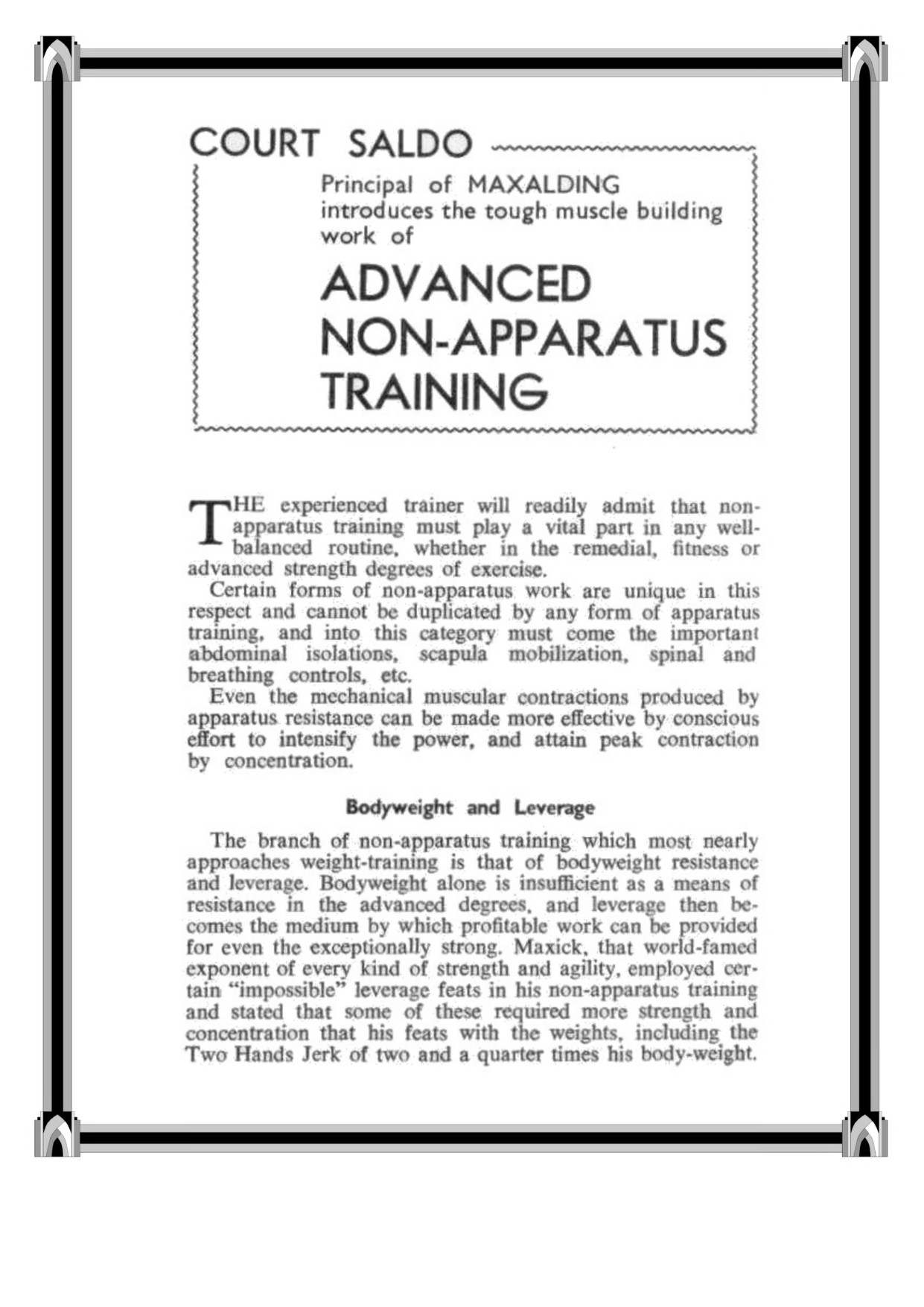 Advanced Non Apparatus Training Saldo